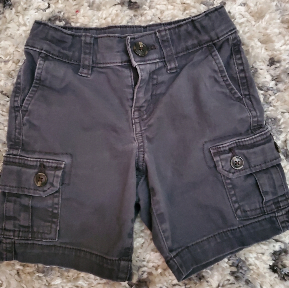 Arizona Jean Co boys size 4 dark gray cargo shorts pockets clip closure